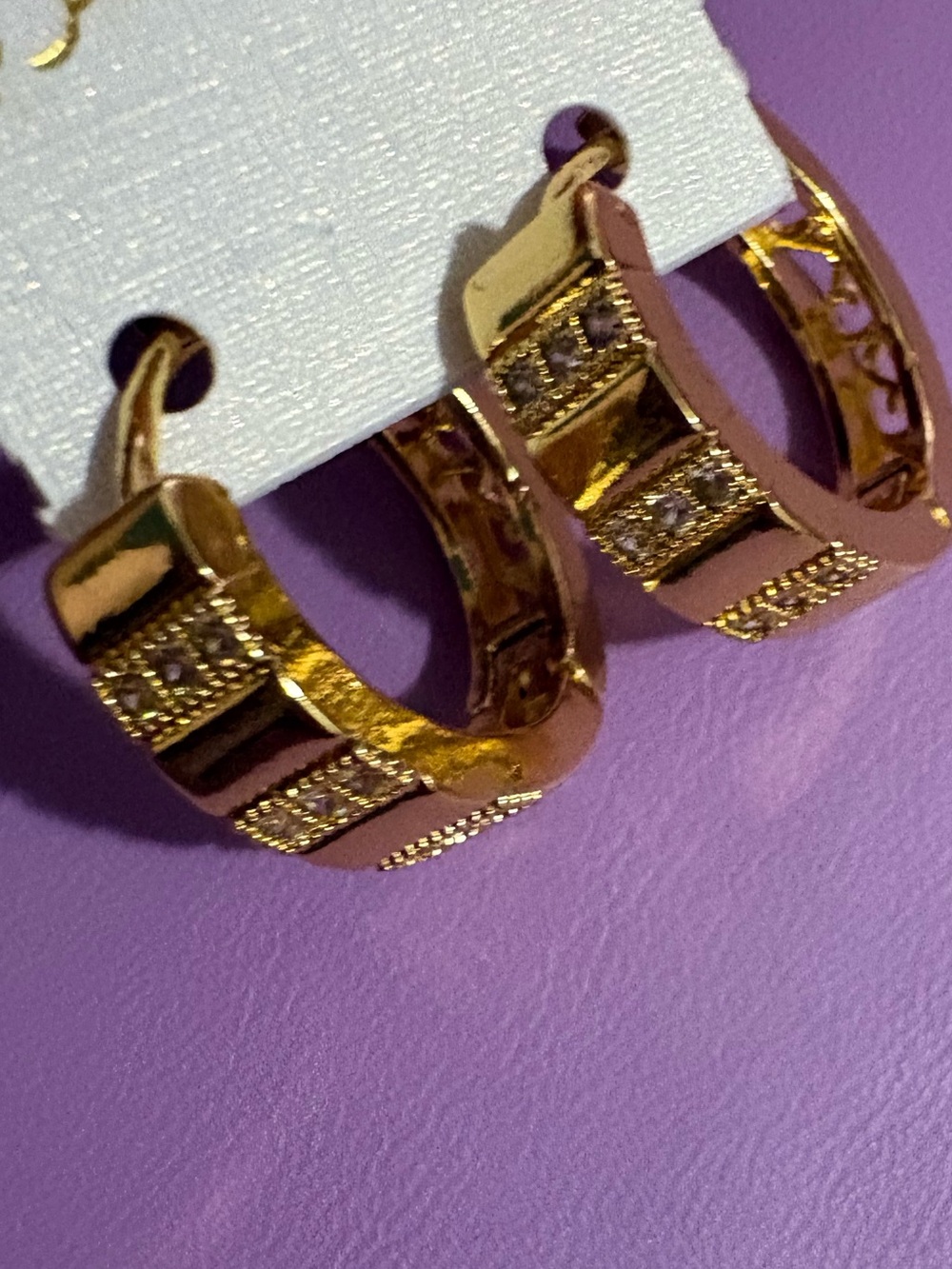 18k Gold-Tone plate Crystal Hoop Earrings - Women Jewelry